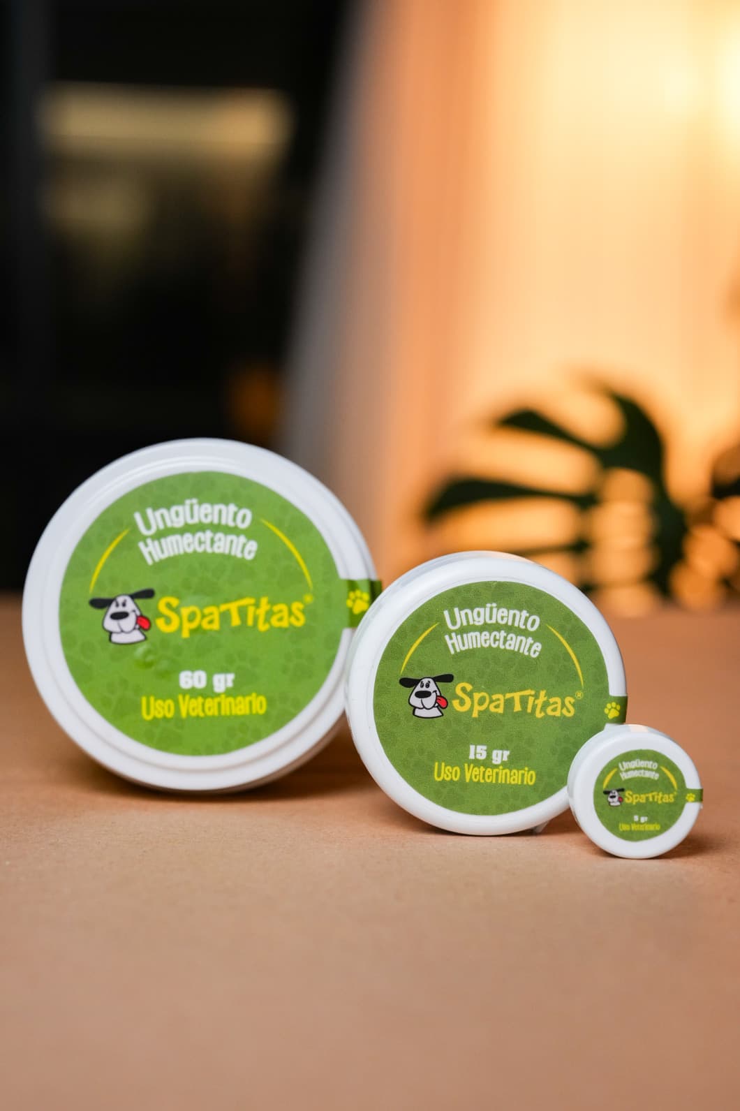Las tres presentaciones del Ungüento Humectante Spatitas: 60 g, 15 g y 5 g